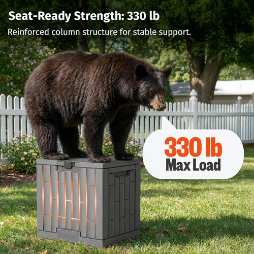EAST OAK Outdoor Storage Box - 31 Gallon Waterproof Resin Bin for Cushions & Tools | Lockable, UV Resistant, Grey
