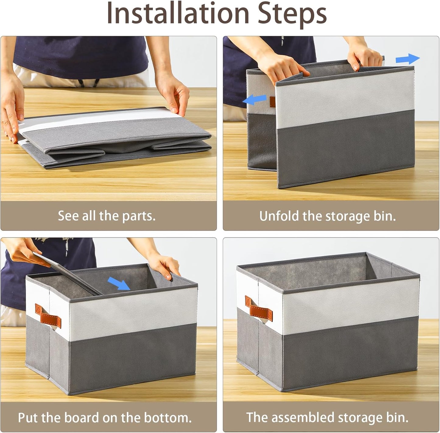 Large Storage Bins by [Brand Name] - Collapsible Fabric Organizer Baskets for Clothes & Blankets | 6 Pack