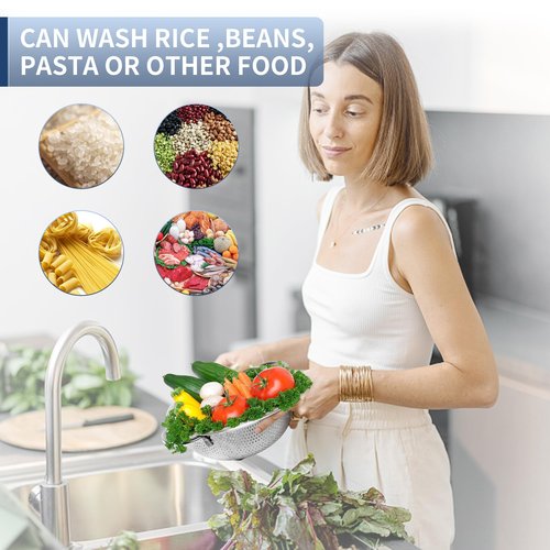 Gulex Colander Stainless Steel 3-Quart, Metal Strainer with Base, Strainer for Kitchen Food, Dishwasher Safe