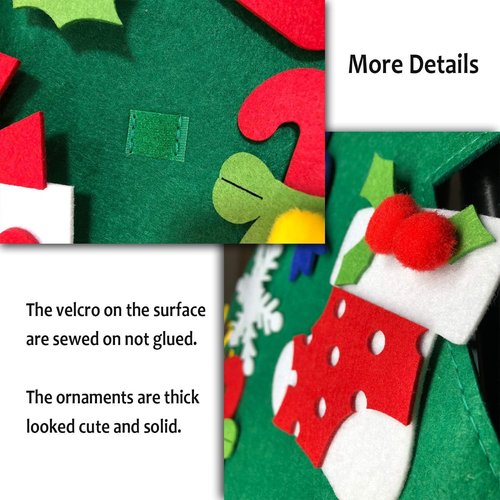 Fayoo DIY Felt Christmas Tree - Montessori Wall Hanging Decorations for Toddlers | 30 Ornaments Included