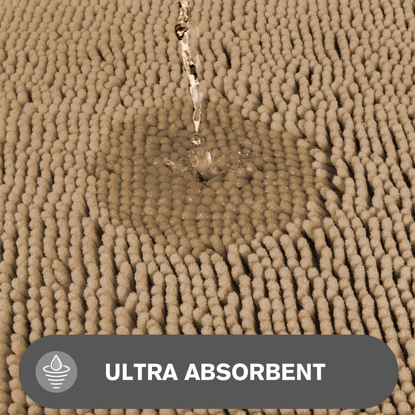 Bathroom Runner Rug 36 x 60 Inch – Extra Large Long Bath Mat | Absorbent and Washable Thick Chenille Bath Rug Non-Slip Runner Rug for Bathroom, Shower, Sink(Beige)