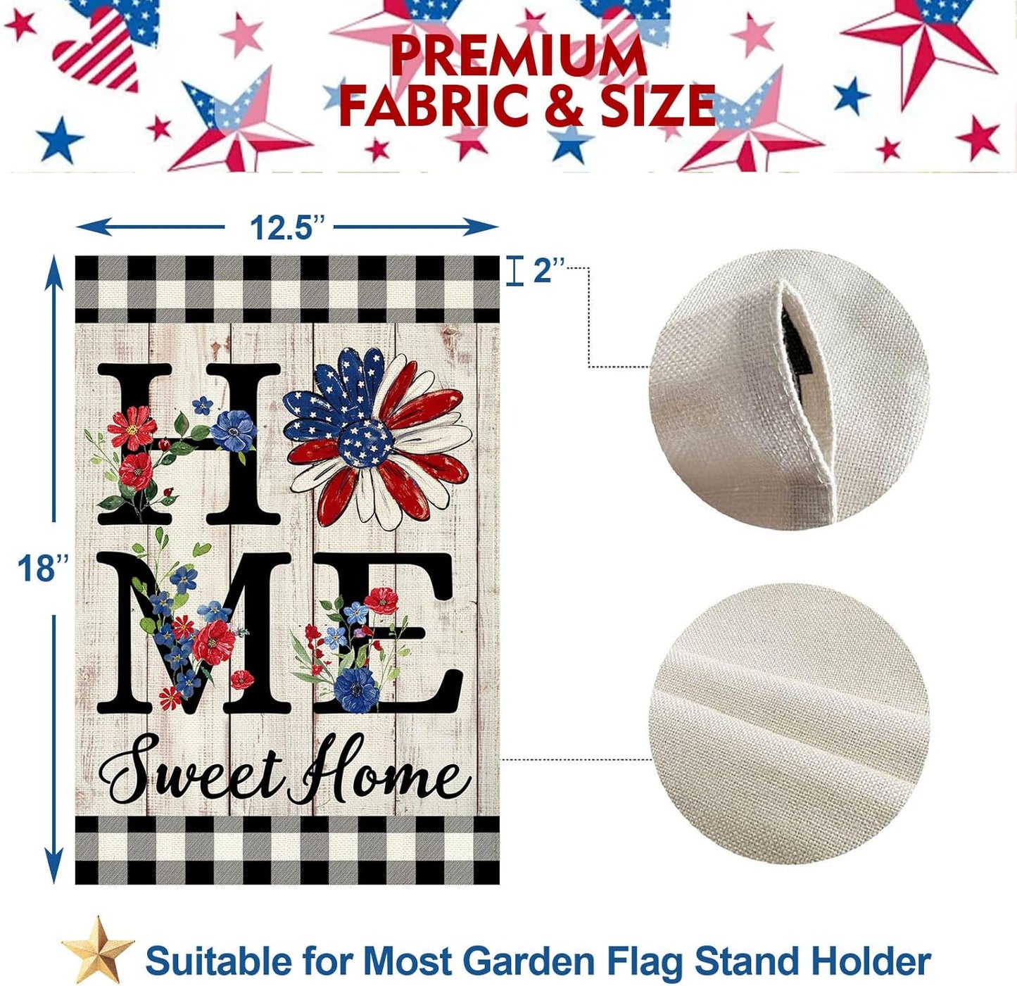 ORTIGIA Patriotic Garden Flag - Double-Sided Burlap Design for Independence Day | 12.5x18 Inch Outdoor Decor