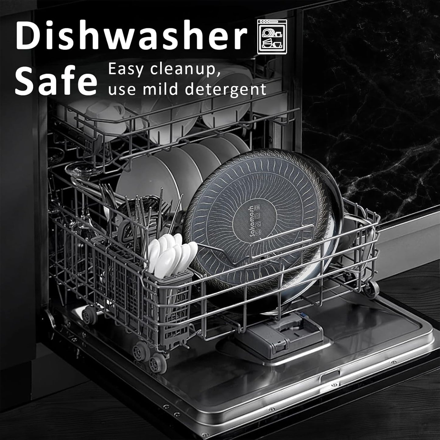 SAKAMOSH 8" Non-Stick Frying Pan - Hybrid Ceramic Stainless Steel Skillet with Stay-Cool Handle | Dishwasher & Oven Safe