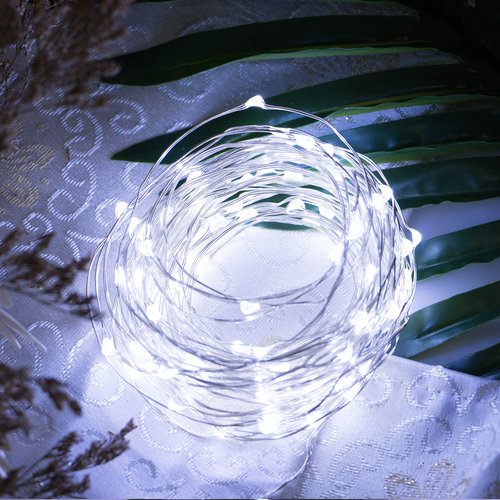 5 Pack Fairy Lights Battery Operated, 7 Feet 20 Led String Lights with Timer, Waterproof Firefly Lights on Silver Wire for Home Party Wedding Christmas Decorations, 6 Hours on/18 Hours Off, Pure White