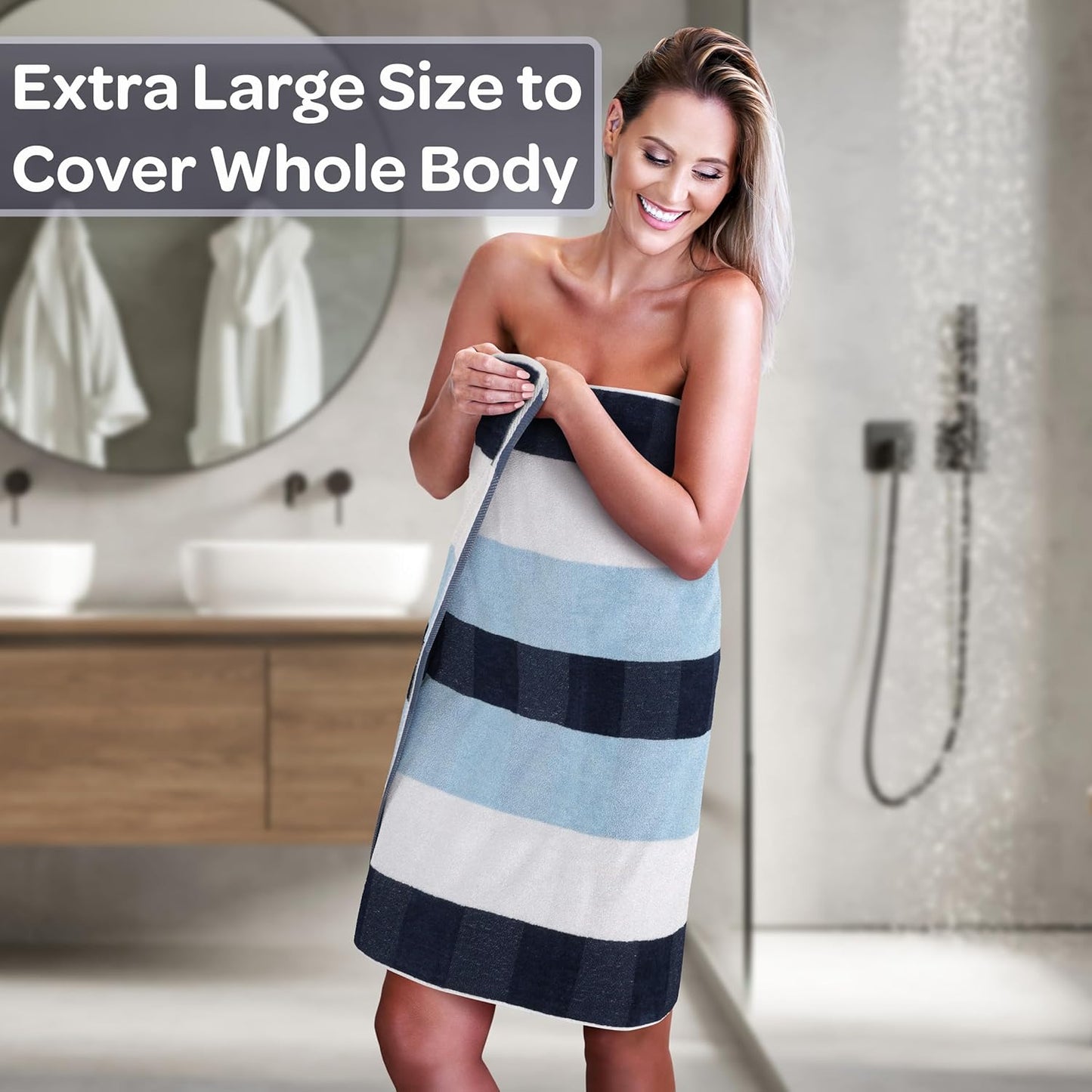 Lavish Home 6 Piece Bathroom Towels Set - Soft 100% Cotton Towels | 525 GSM - Navy Color for Shower & Spa