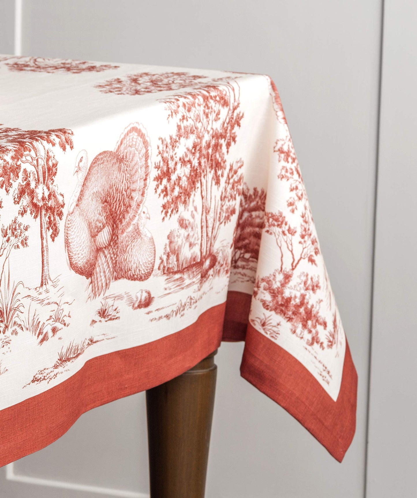 Maison d' Hermine Table Cloth Square Table 100% Cotton 54 x 54 Inches Fall Tablecloth Reusable Everyday Use for Thanksgiving Christmas Decorations Dining Farmhouse Party (Holy Jouy - Red)