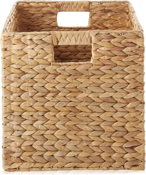 Casafield Storage Baskets - 12" x 12" Natural Water Hyacinth Organizers | Set of 4 Collapsible Bins for Home