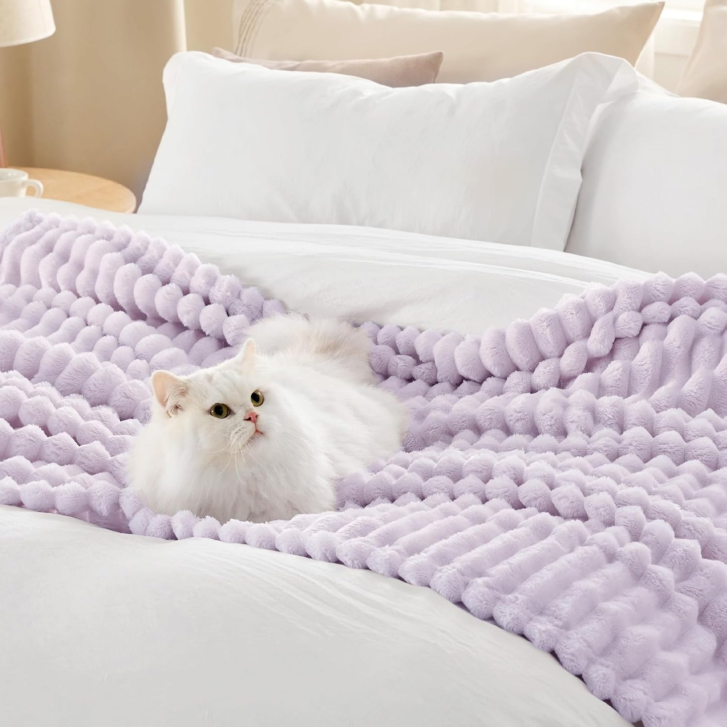 Bedsure GentleSoft Fleece Blanket - Super Soft Lavender Fog King Blanket, 108x90 Inches