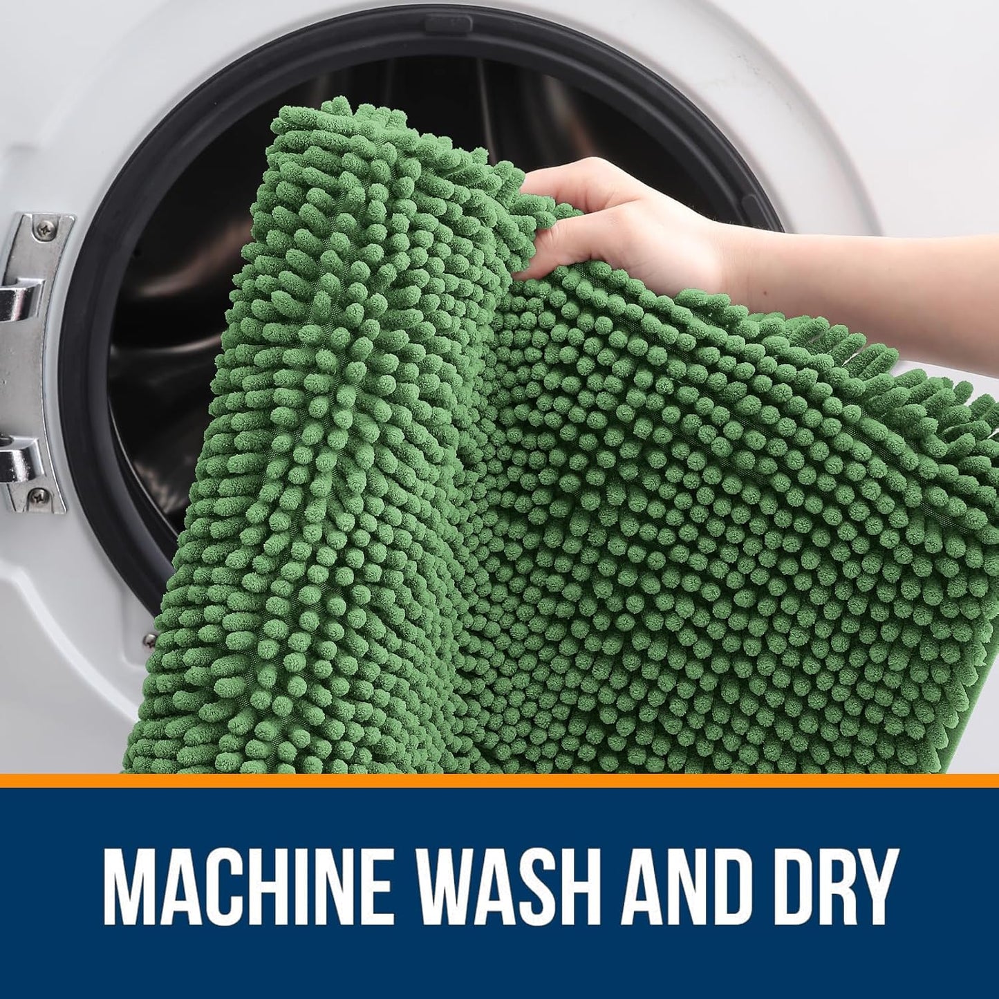 OLANLY Large Bathroom Rugs - Extra Soft Chenille Bath Mats | 70x46, Quick Dry, Machine Washable, Olive Green