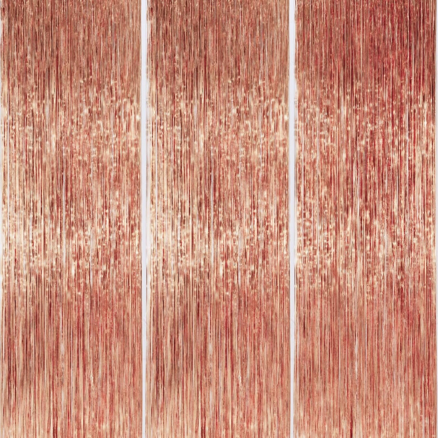 PartyWoo Rose Gold Curtains - 8.2ft Foil Fringe Backdrop for 21st Birthday & Bridal Showers