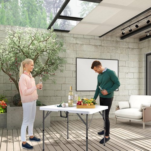 Byliable Folding Card Table - Heavy Duty 34" Square Utility Table | Portable White Plastic for Indoor/Outdoor Use