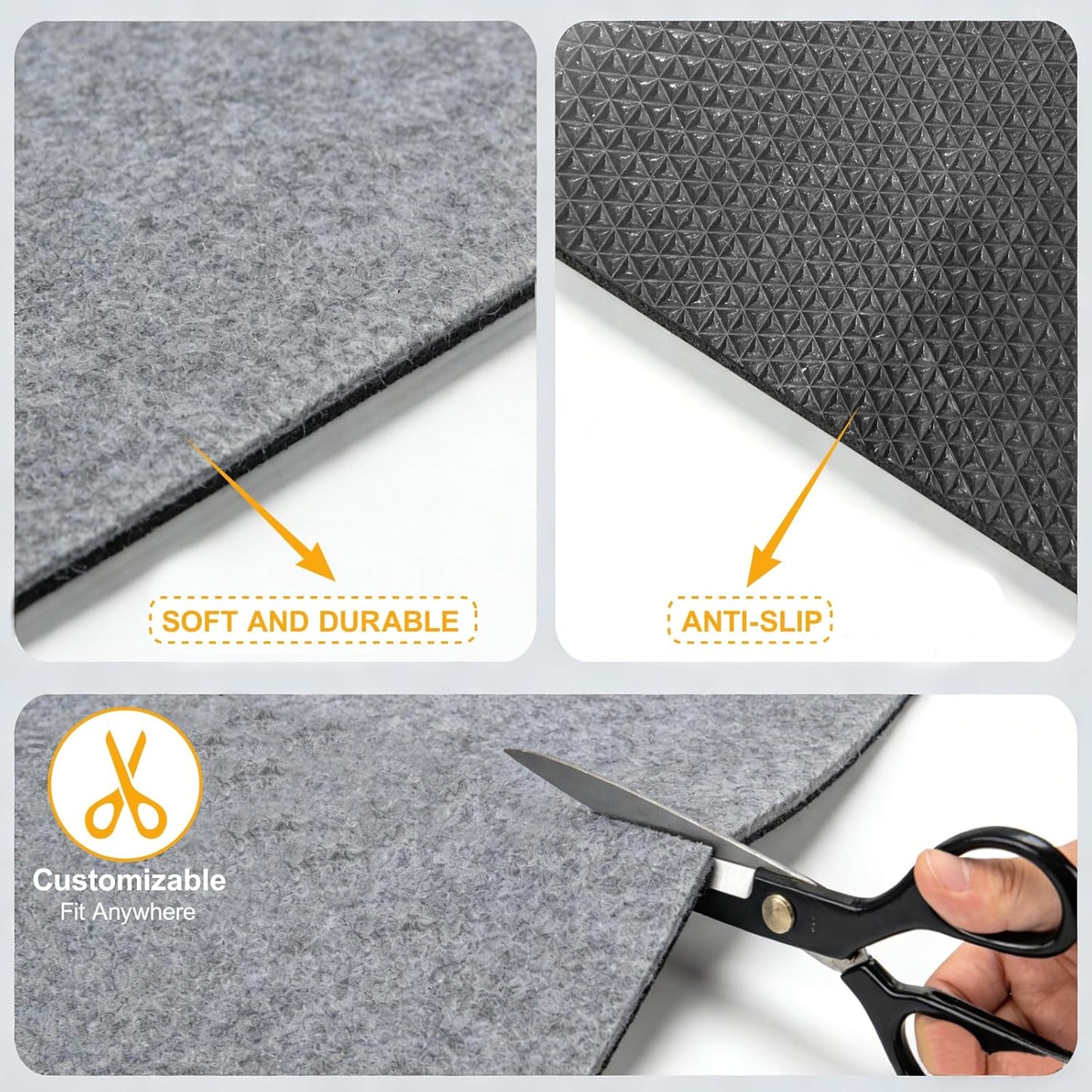Non-Slip Felt Rubber Rug Pad - Thick Protective Cushion for Hardwood Floors | Grey, 8' x 10'
