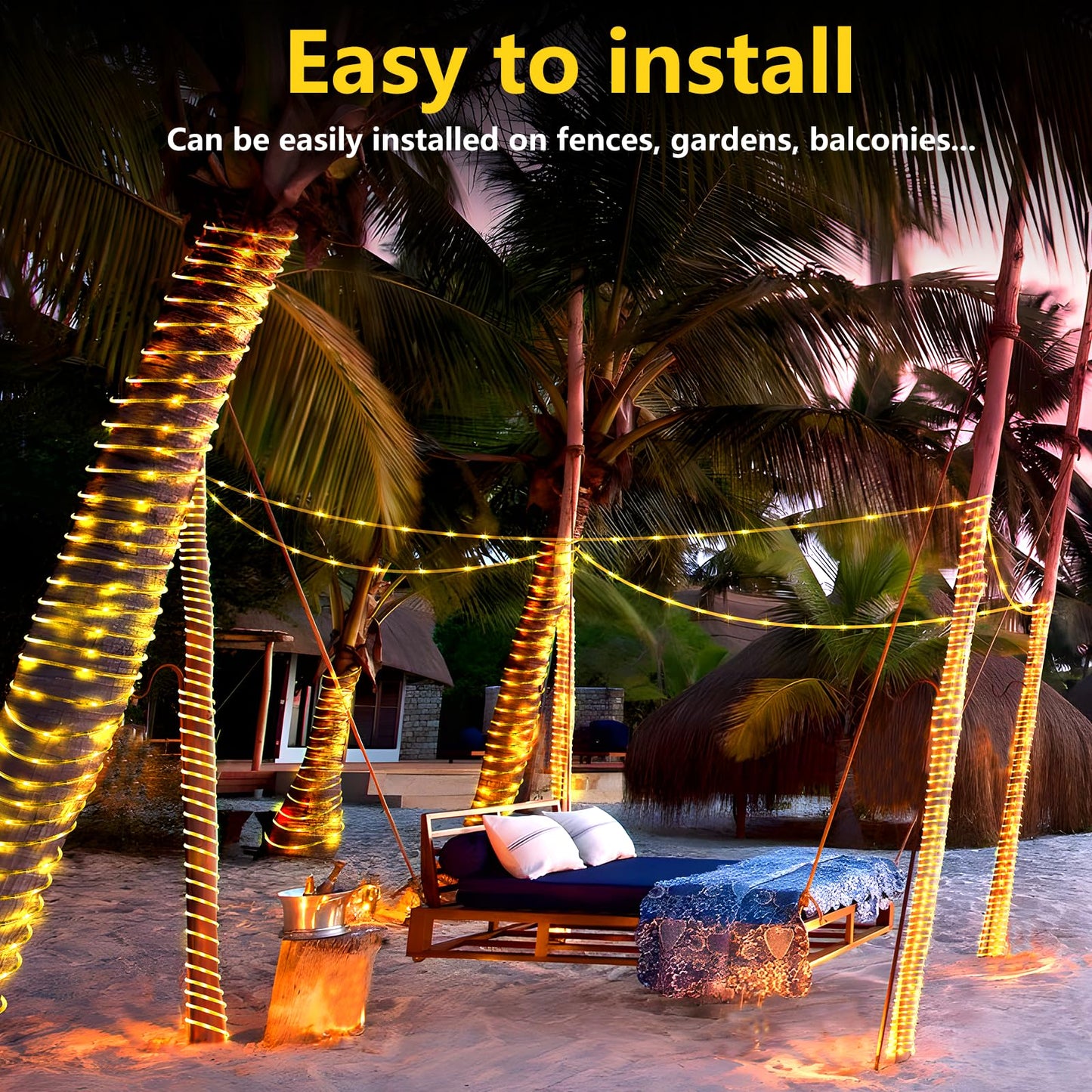 KNONEW 328FT 1000LED Rope Lights for Outside,Outdoor String Lights Waterproof 8 Modes Clear Tube Light for Indoor,Bedroom,Wedding,Garden,Patio,Christmas,Tree,Rv,Holiday Decoration(Warm White)