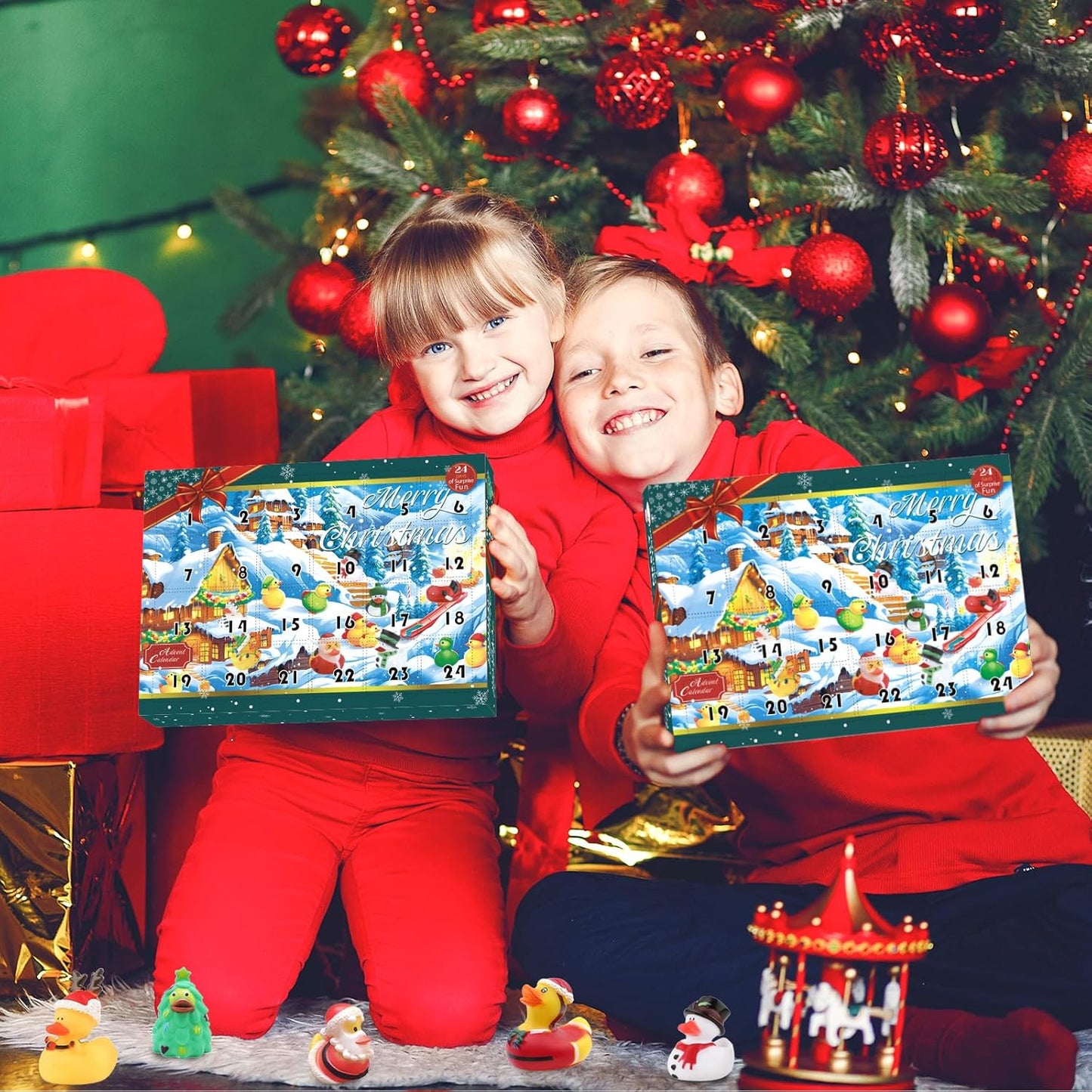 Skiennix Christmas Advent Calendar 2025 - 24 Rubber Ducks Countdown Bath Toy Set | Holiday Fun Gifts