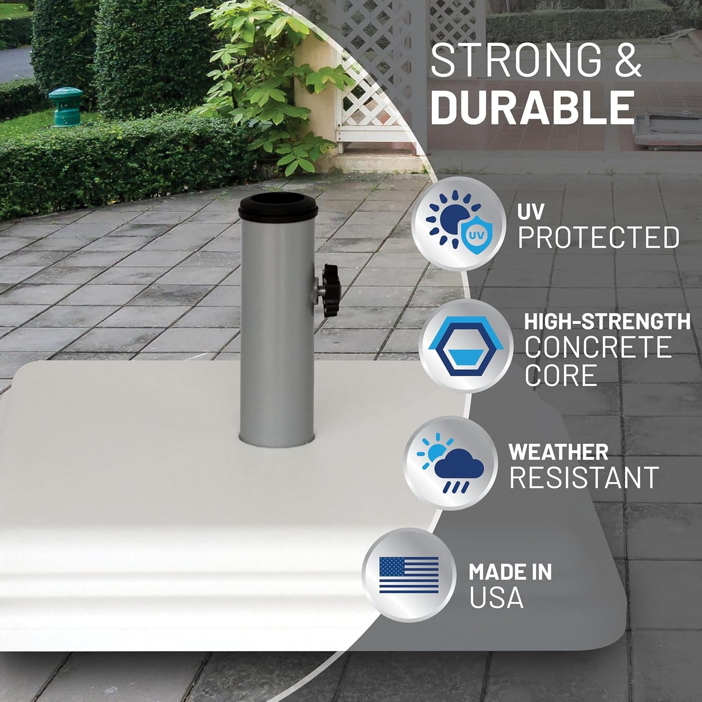 US Weight 40 Pound Umbrella Base - Heavy Duty Patio Table Support - Made in the USA