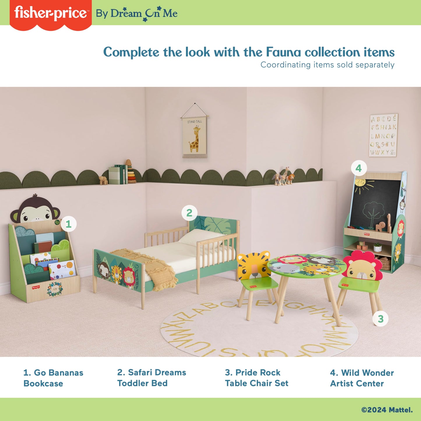 Fisher-Price Fauna Collection Go Bananas Bookcase by Dream On Me, Jungle Print, Easy to Assemble