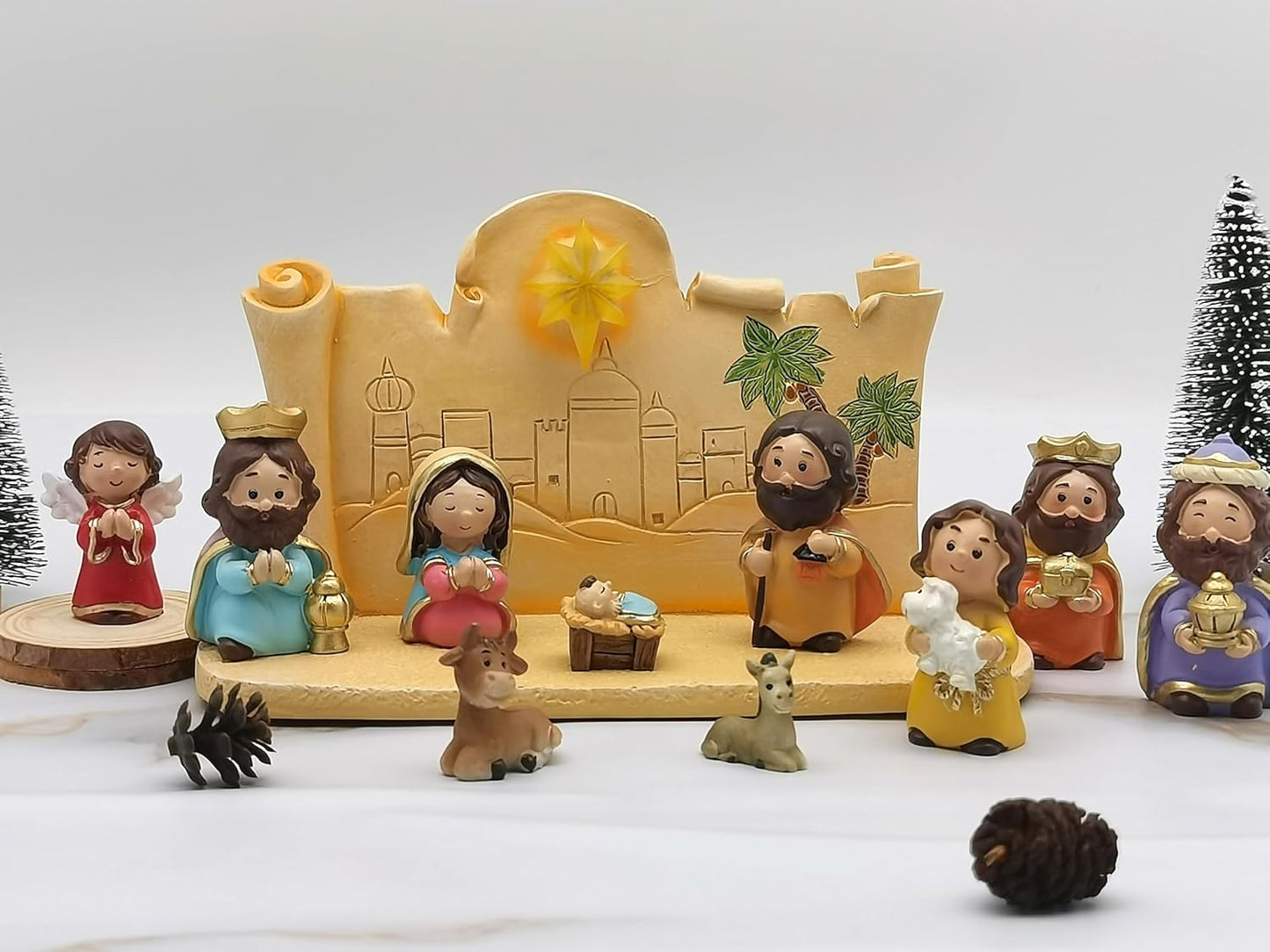 Miniature Holy Family Nativity Figurine - 2.56 Inch Tabletop Christmas Decoration