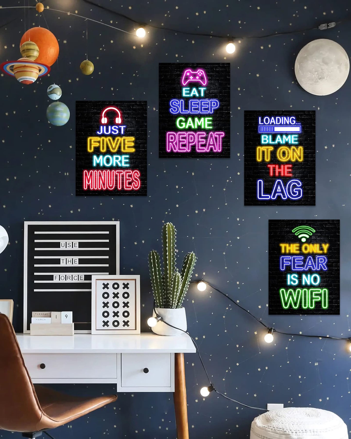 𝗗𝗿𝘀𝗼𝘂𝗺 Video Game Room Decor for Boys -𝗙𝗿𝗮𝗺𝗲𝗱12x16" Gaming Wall Art - Neon Gaming Room Decor - Game Poster - Gamer Wall Decor - Teenage Boy Room Decor