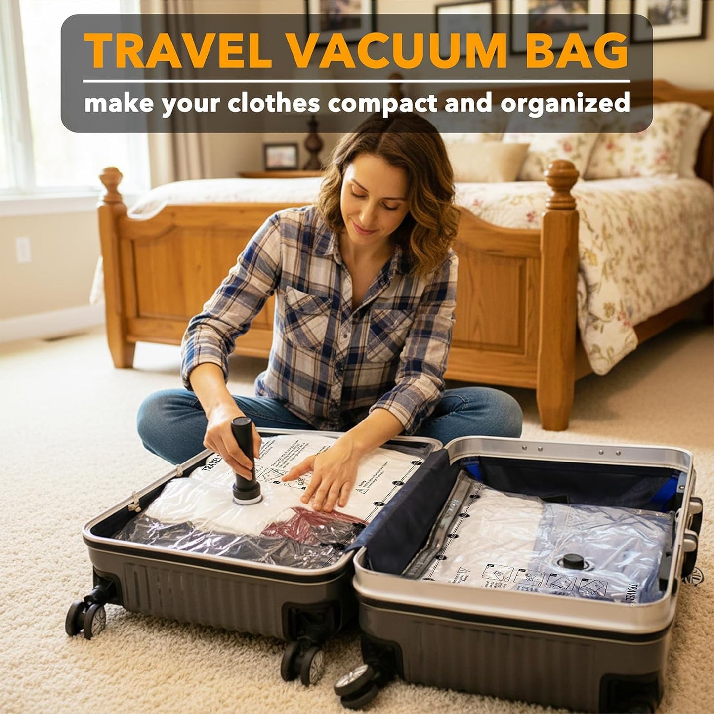 SpaceAid Vacuum Seal Bags - 18 Pack Travel Compression Bags with Electric Pump for Luggage and Clothing