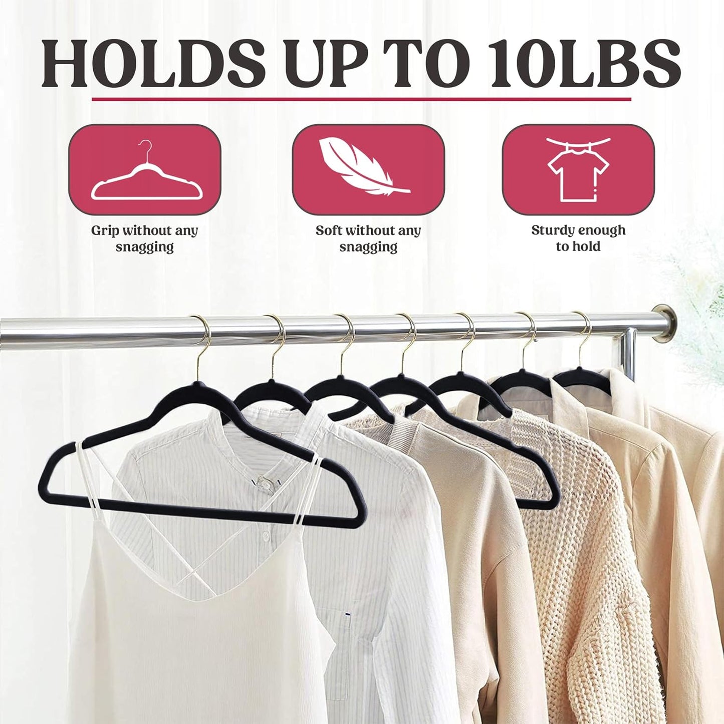 LDC Black Velvet Hangers | 30 Pack Premium Non-Slip Clothes Hangers - Heavy Duty Space-Saving Design