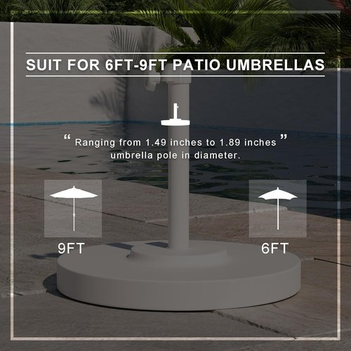 California Umbrella 50 lbs. Round Concrete Umbrella Base - Durable Powdercoated Steel, White Frame