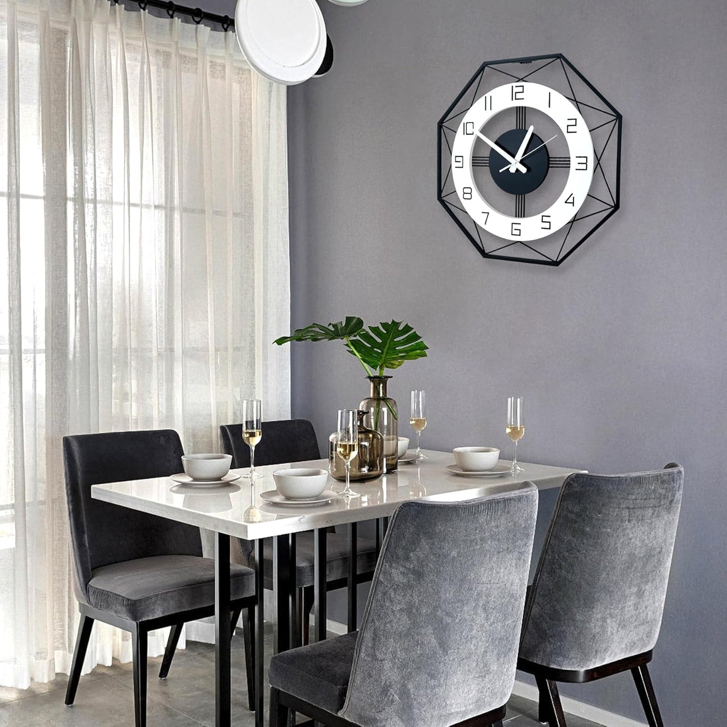 Large Wall Clock for Living Room Decor, Modern Decorative Silent Wall Clock, 15.7 Inch Big Wall Clocks Battery Operated Non Ticking Decoration Clocks Wall for Home Decor Bedroom Kitchen Office House
