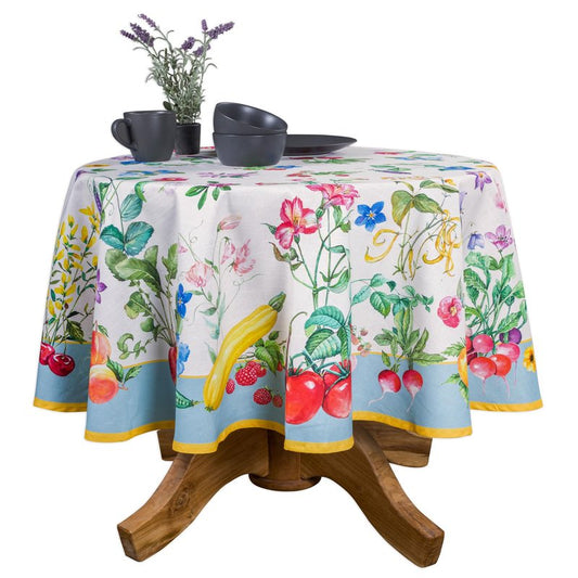 Maison d' Hermine Table Cloth Round Table 100% Cotton 63 Round Inches Tablecloth Reusable Decorative for Dining Kitchen Room Farmhouse Home Gifts for Mothers Day Spring Summer - Giverny