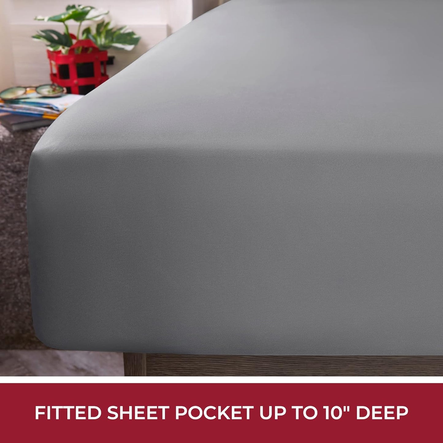 Mellanni RV Short Queen Sheets - Hotel Luxury Bedding Set | Extra Soft, Cooling, Deep Pocket - Gray, 4 PC