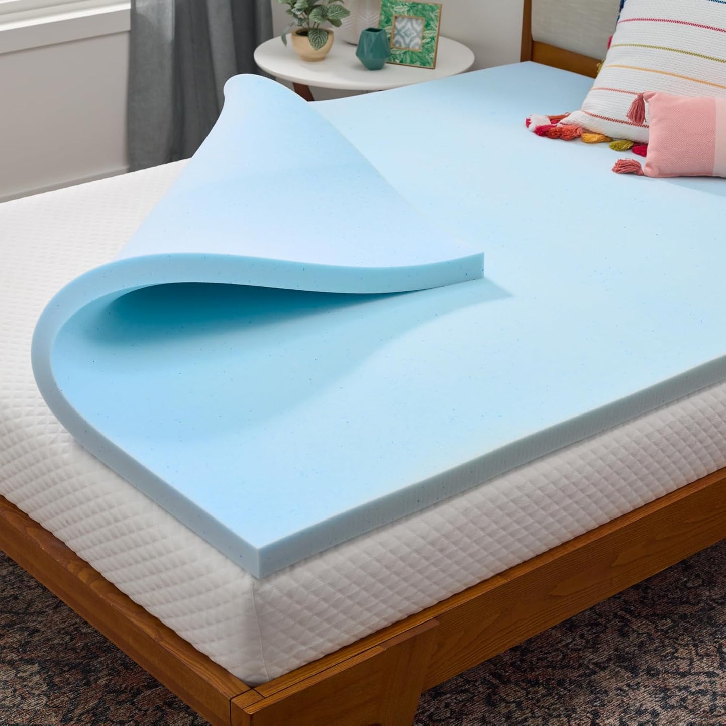 Linenspa Memory Foam Mattress Topper - 2 Inch Gel-Infused Plush Feel | California King Size - Cooling & Pressure Relieving