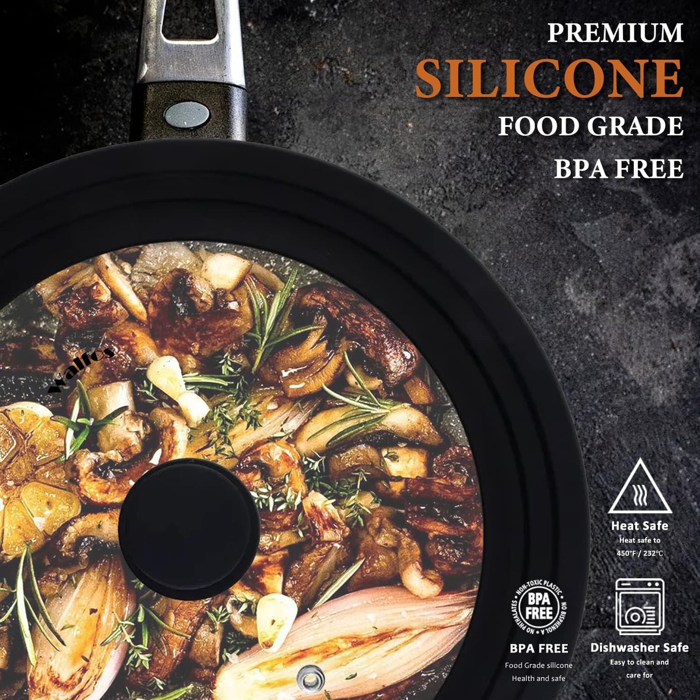 Universal Lid - Tempered Glass Cookware Lid with Heat-Resistant Silicone Rim | Fits 6.5", 7", 8" Pans