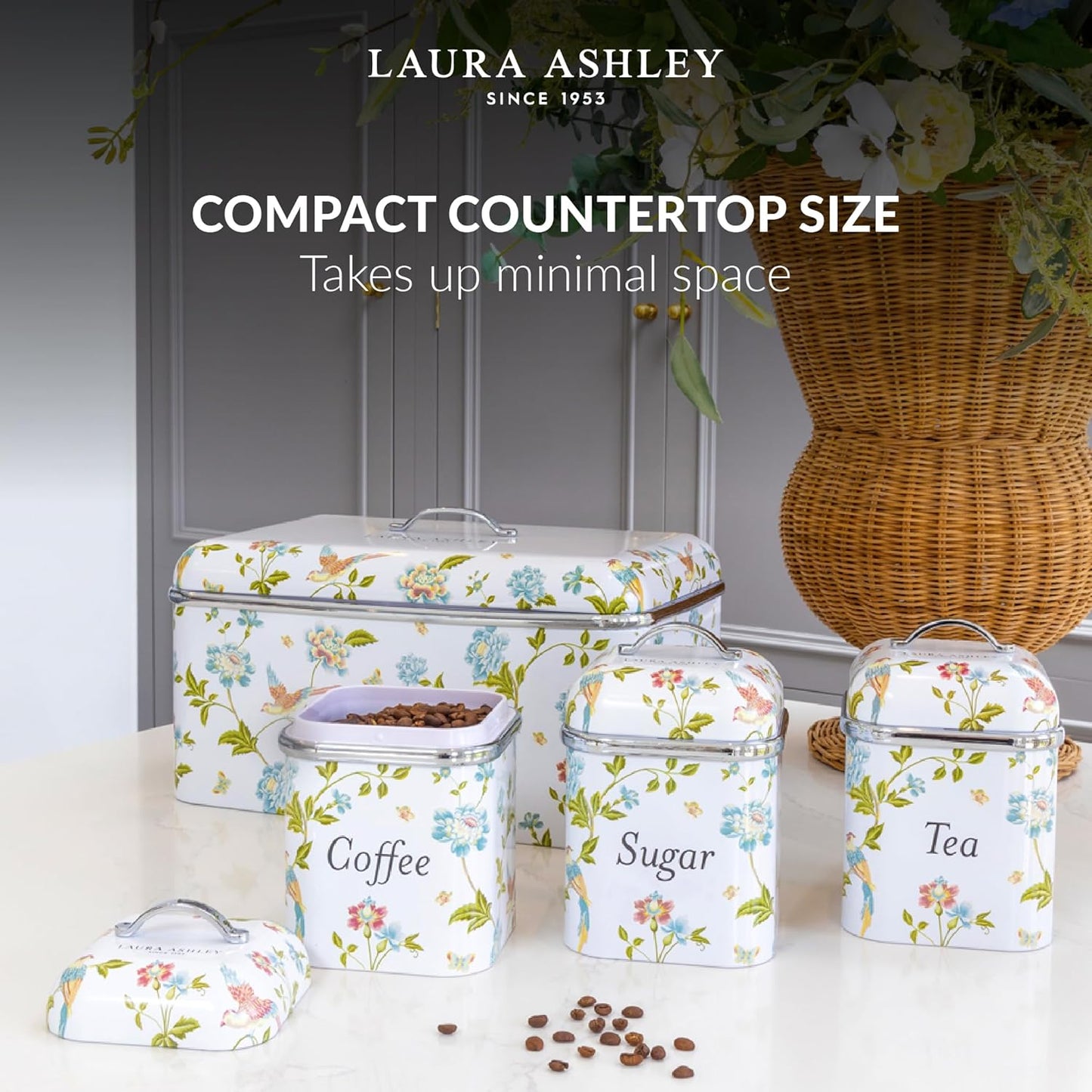 Laura Ashley Canister Set - Elegant 3-Piece VQ Design in Elveden White