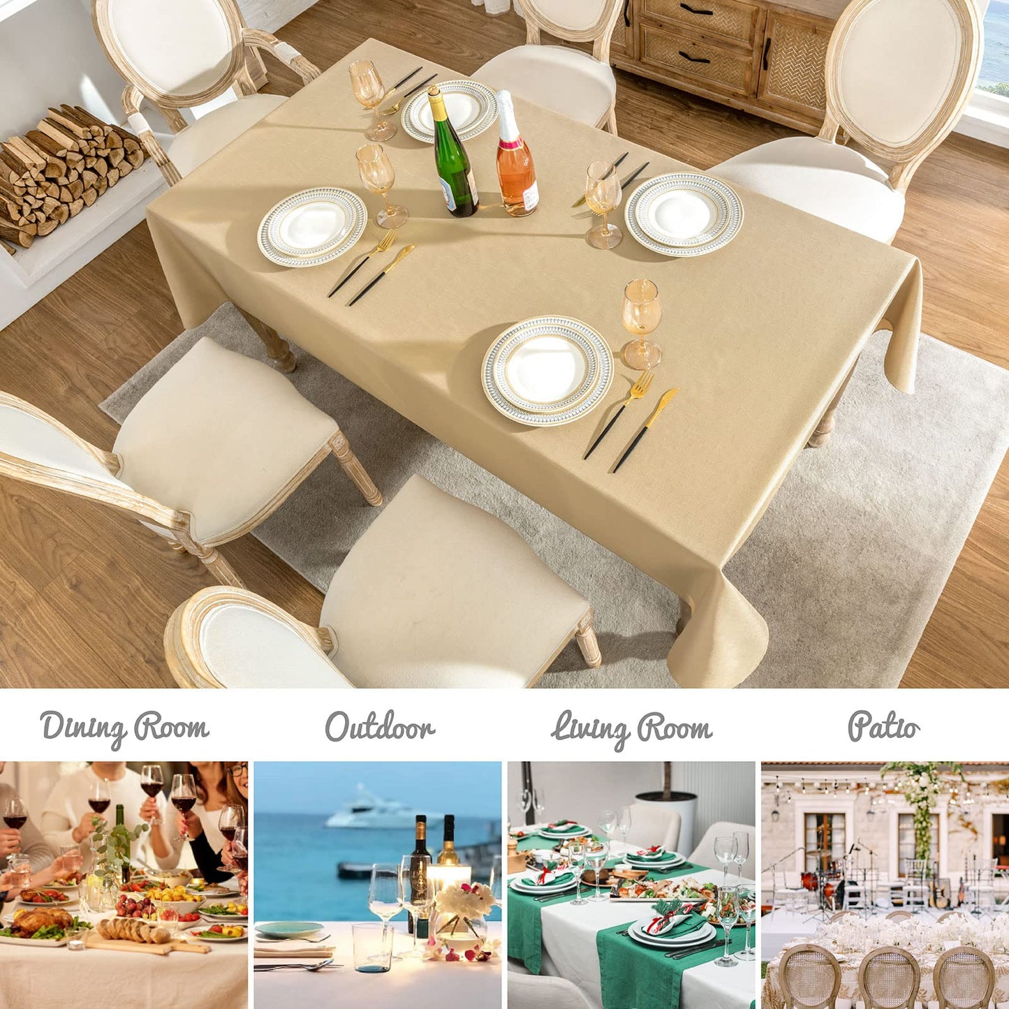 Veblandy Faux Linen Rectangle Tablecloth Waterproof 60x120 inch Table Cloth Stain and Wrinkle Resistant Washable, Decorative Fabric Table Cover for Dining, Kitchen, Wedding and Parties, Coffee