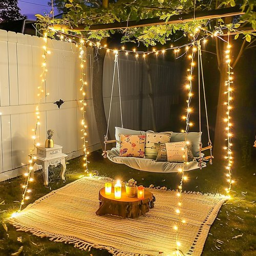 JMEXSUSS 400 LED Christmas Lights - 132 ft Warm White String Lights with Remote | 8 Twinkle Modes for Holiday Decor