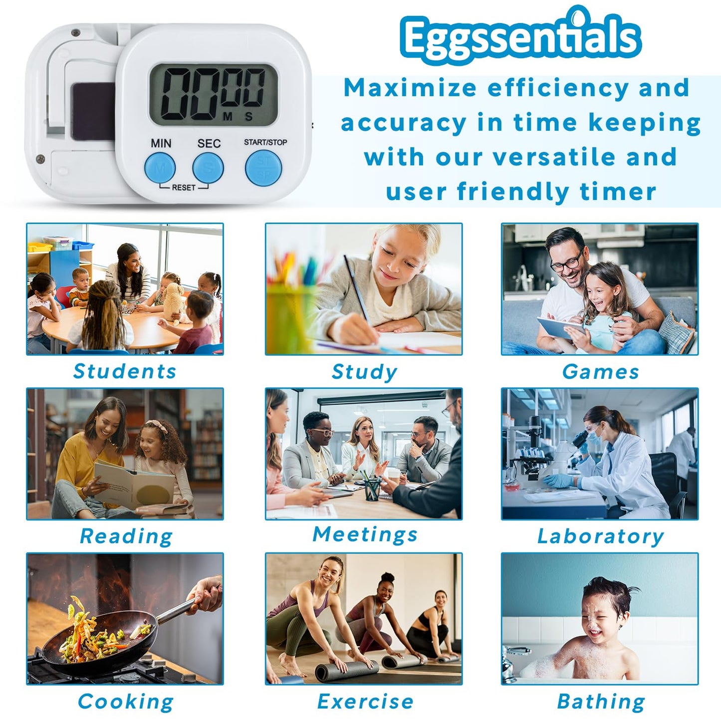 Kitchen Timers for Cooking and Baking with Big Digital Numbers and Loud Alarm Used in Cooking, Classroom, and Office.