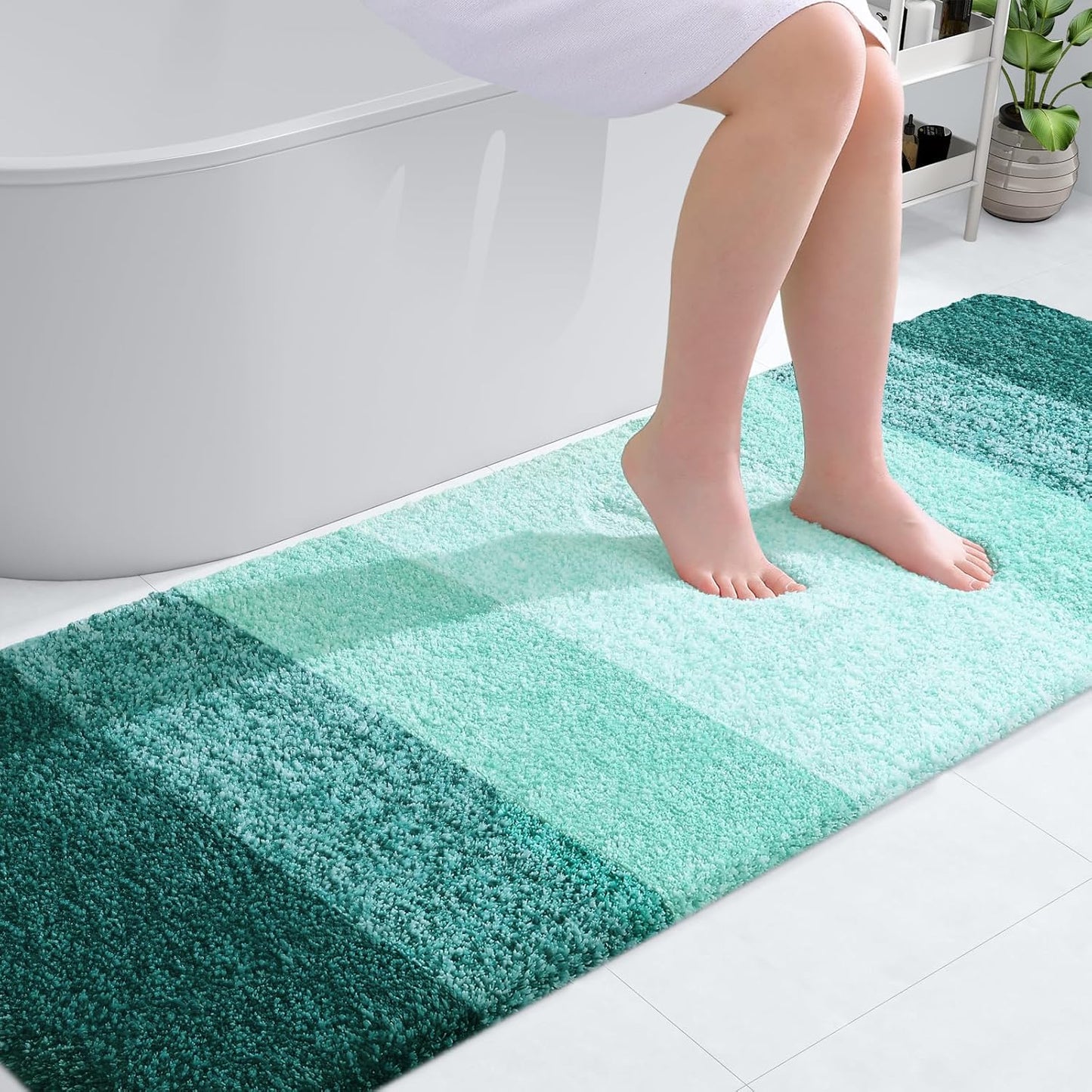 OLANLY Bathroom Runner Rug - Extra Soft Microfiber Mat with Rubber Backing | 70x24 Inches, Quick Dry, Blackish Green