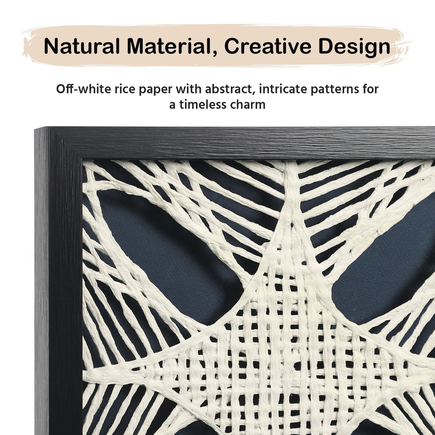 FOLKOR Abstract Framed Wall Art for Modern Home Office, 3 Pack 12" Rice Paper Black and White Wall Decor for Living Room Bedroom Entryway, Geometric Wall Hanging Shadow Box Artworks Accent Gift