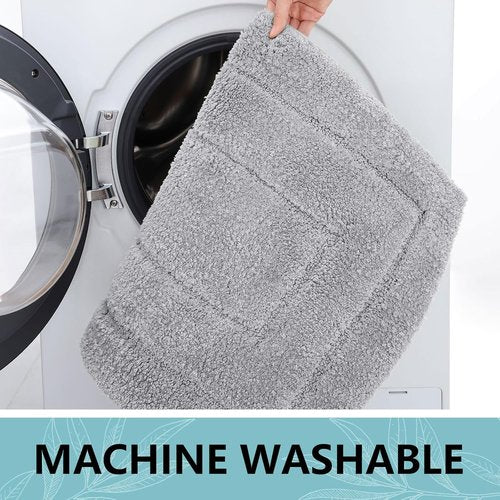 Buganda Bathroom Rugs - Soft, Absorbent Microfiber Non-Slip Shaggy Bath Mat | 24" x 16", Grey