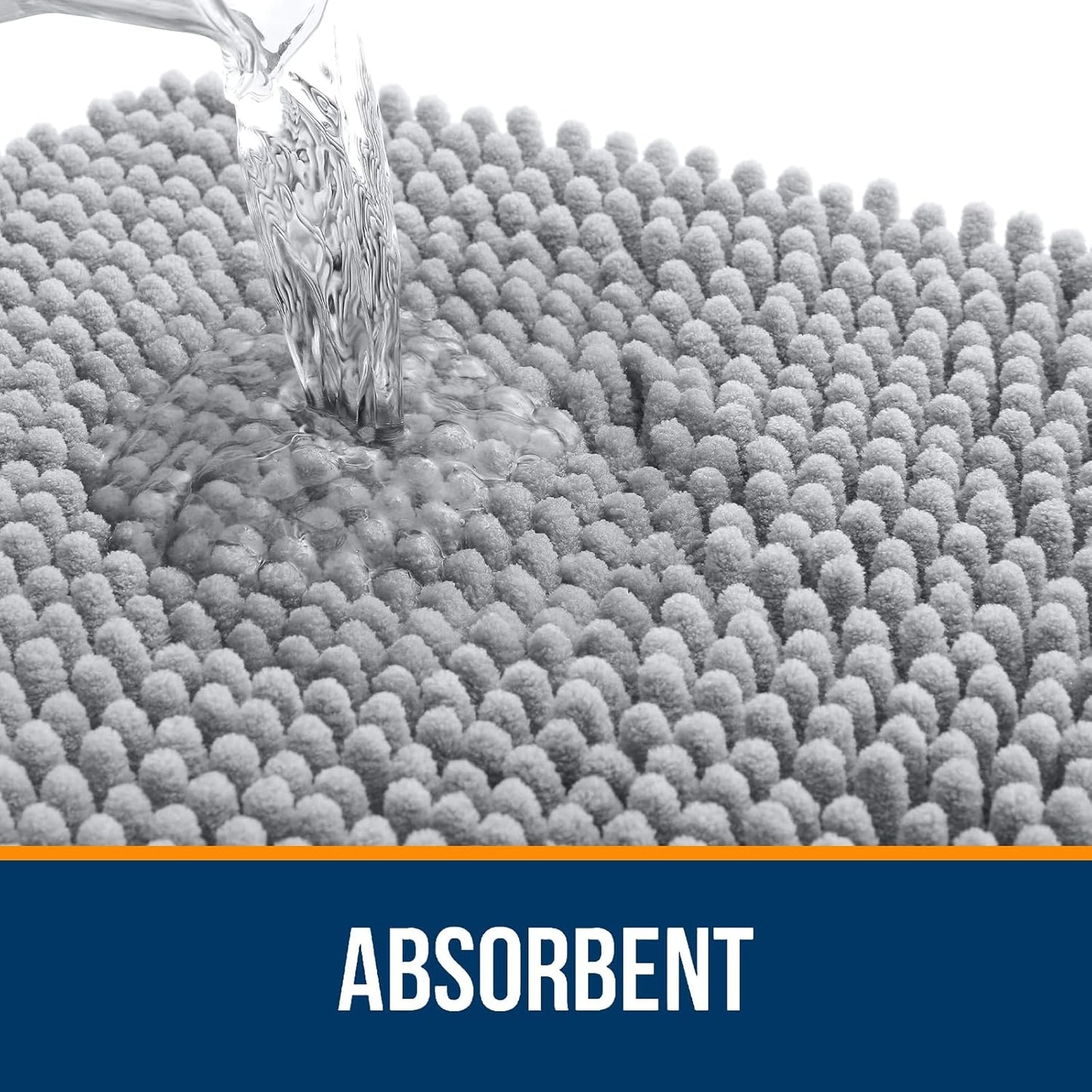 OLANLY Large Bath Rugs - Extra Soft Chenille, Quick Dry & Machine Washable | 47x32, Light Grey