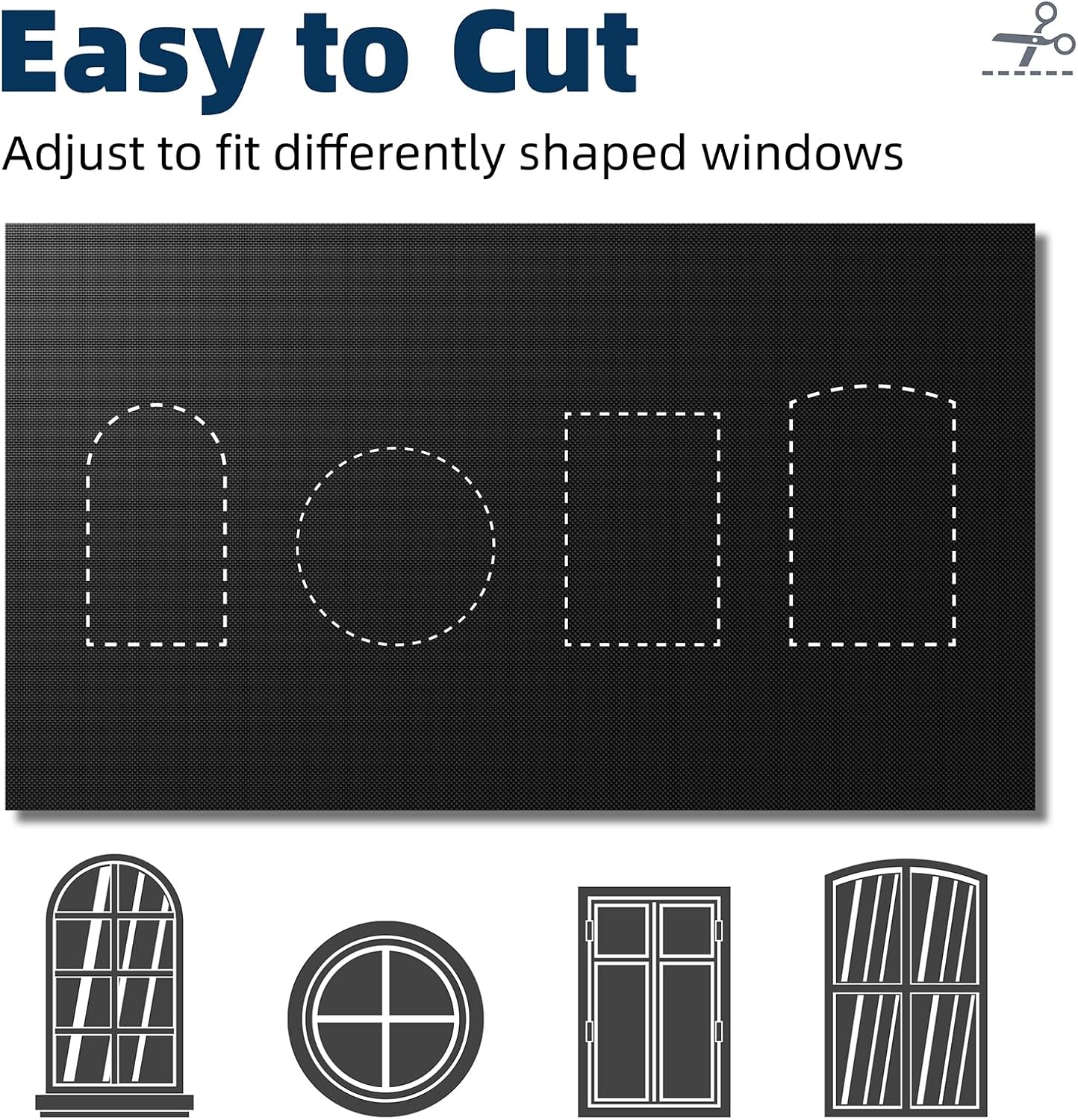 NIGHTON Portable Blackout Curtains - 100% Blackout Material, Cuttable Design, 40" x 59", Black