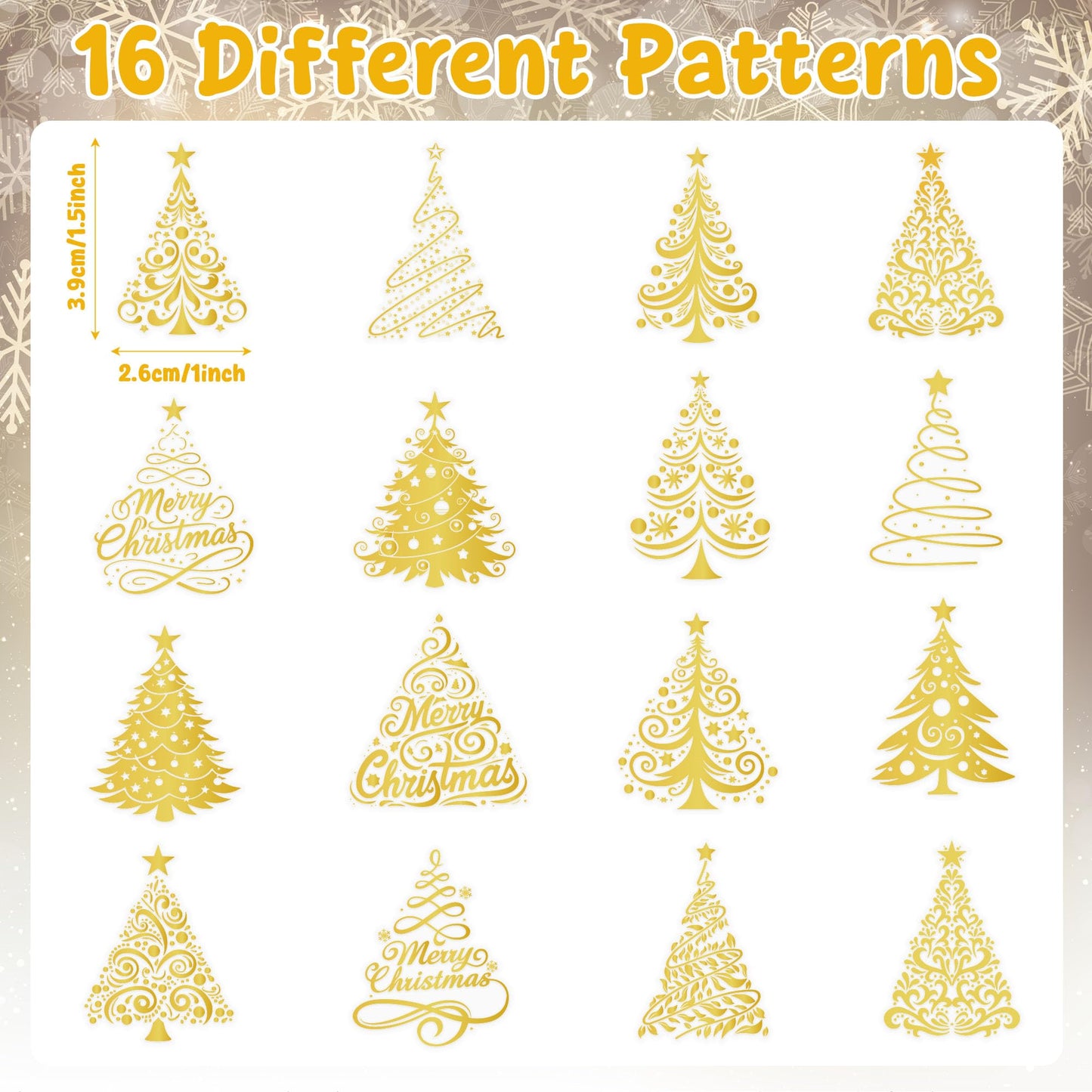 BkeeCten Foil Christmas Tree Stickers - 1000 Pcs Easy Peel Metallic Tree Waterproof Vinyl Reusable Laptop Self Adhesive Stickers Classroom Prizes Water Bottle Page Activity Pad Party Favors Skateboard