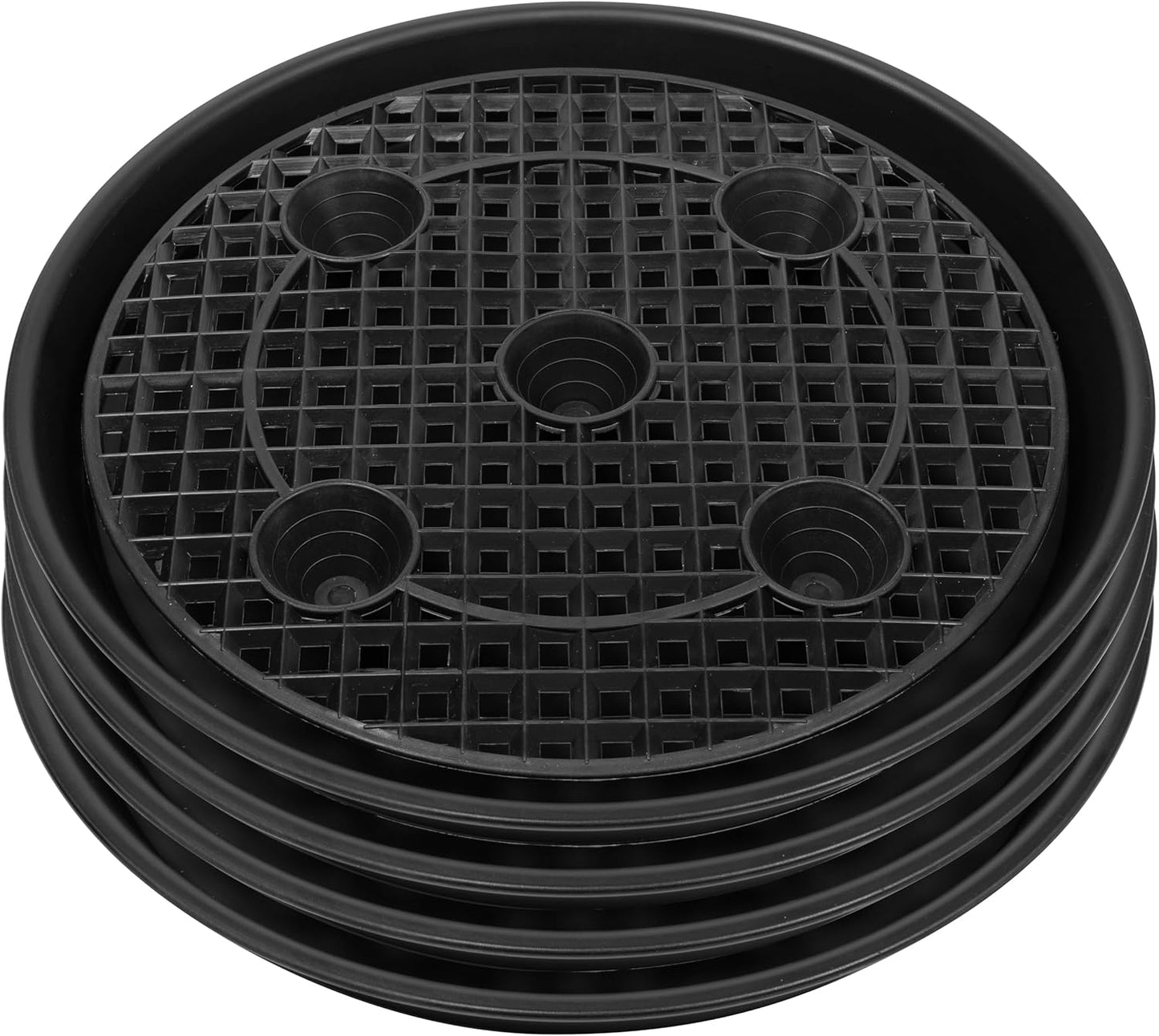 Skiennix Plant Saucer Stand - 14-Inch Elevated Self-Watering Tray | 4-Pack for Indoor/Outdoor Use