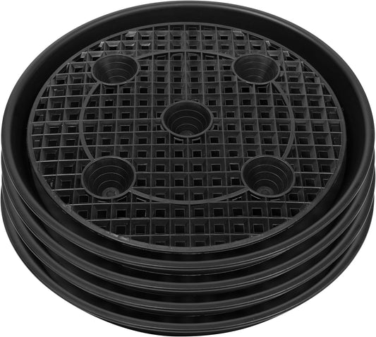 Skiennix Plant Saucer Stand - 14-Inch Elevated Self-Watering Tray | 4-Pack for Indoor/Outdoor Use