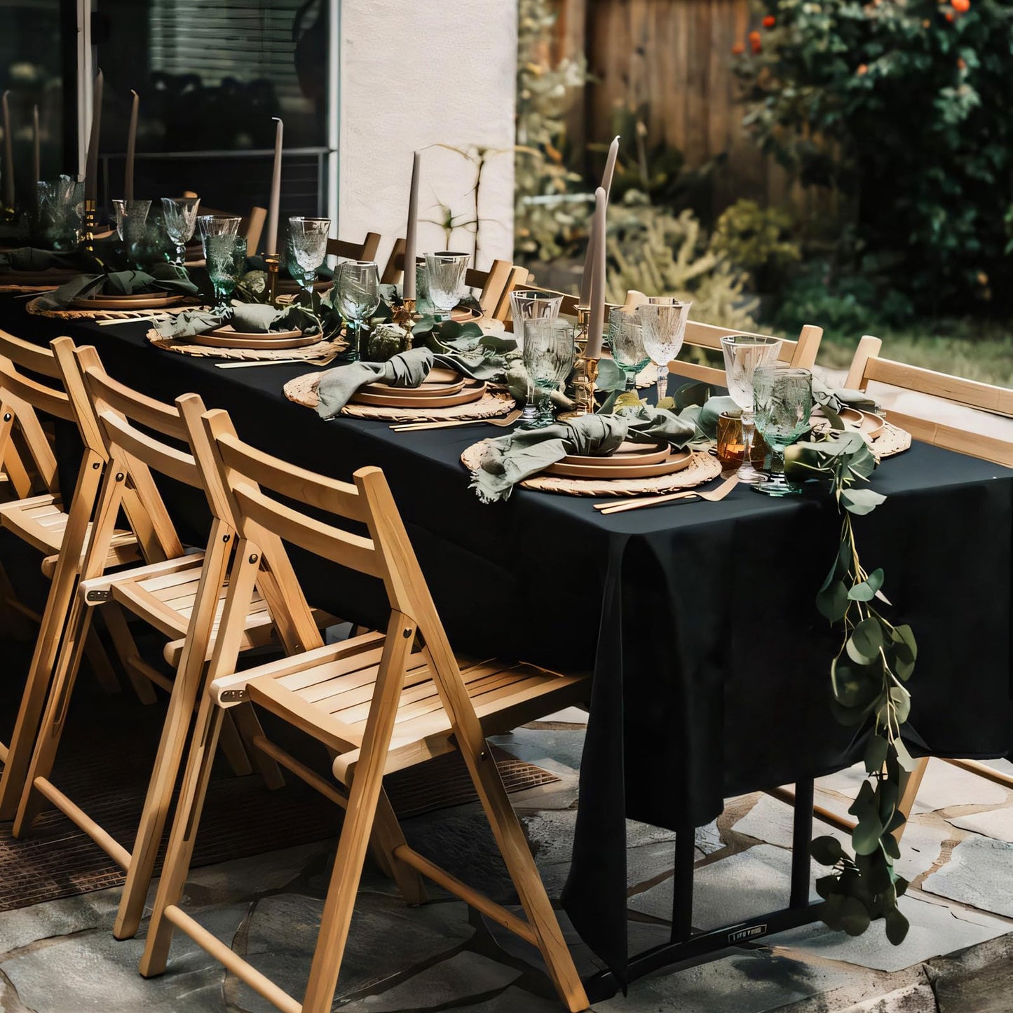 pepmily 8 Pack Black Tablecloths 60x102 Inch Table Cloths for 6 Foot Rectangle Tables, Wrinkle Resistant Washable Rectangular Fabric Table Cover for Dining Wedding Banquet Camping Party