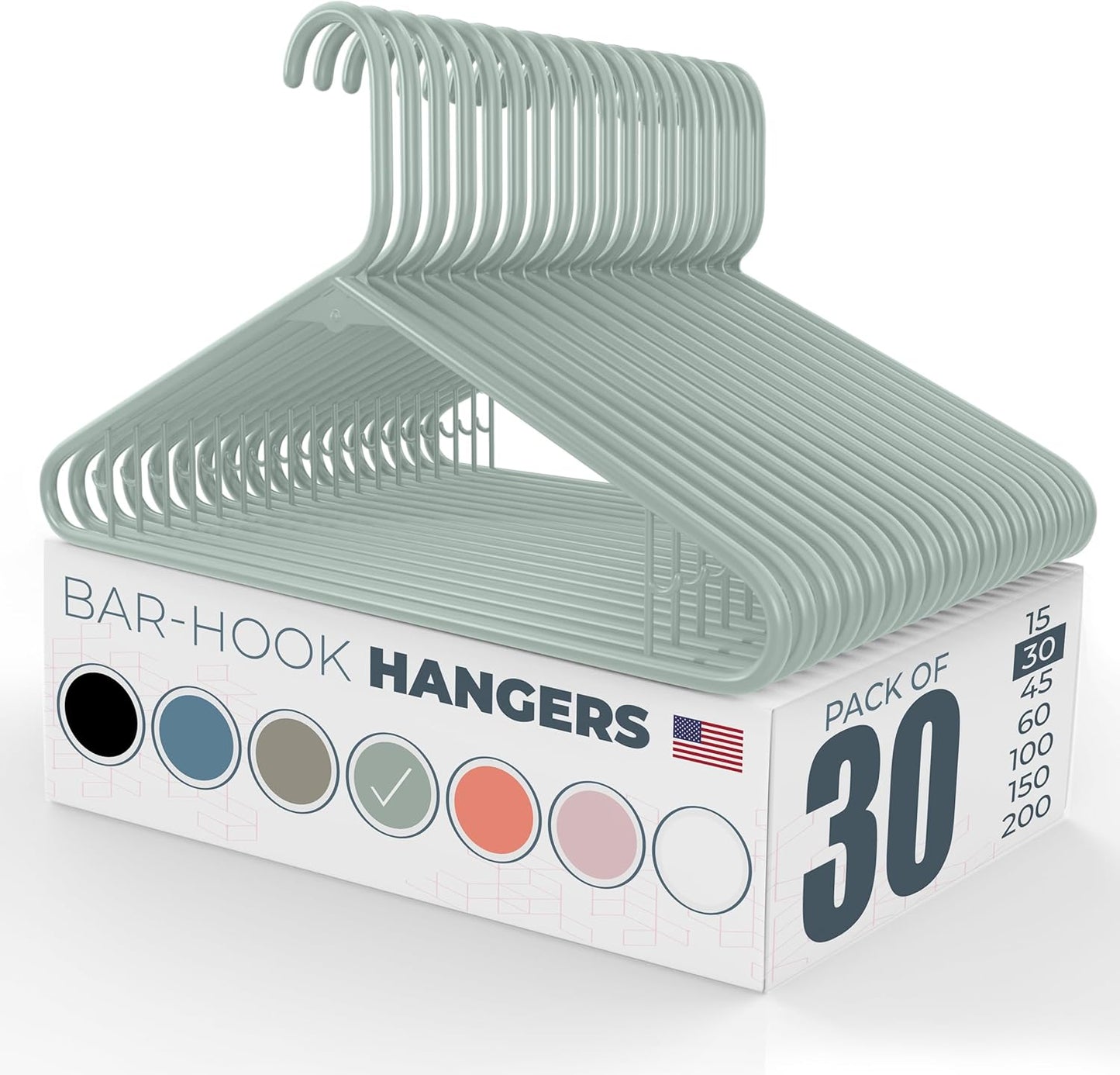 Neaties Plastic Hangers 30 Pack - Durable 6lb Capacity Clothes Hangers with Strap Hooks - Mint