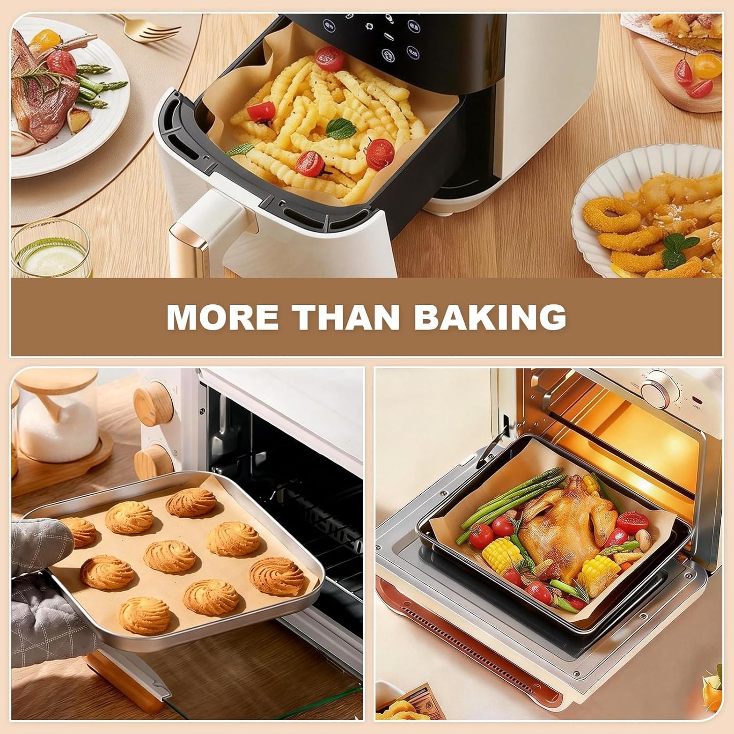 Parchment Paper Sheets | 220 Pcs Non-Stick Precut Baking Paper - 8.5x8.5 Inch, Oil & Water Resistant