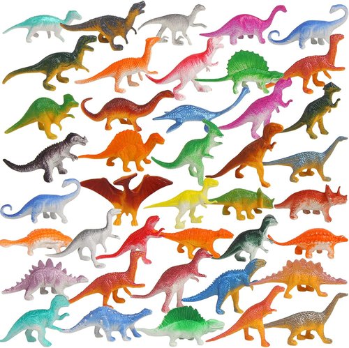 FINGOOO Mini Dinosaur Figures Set - 39 Assorted Vinyl Toys for Easter Gifts & Dino Party Decor