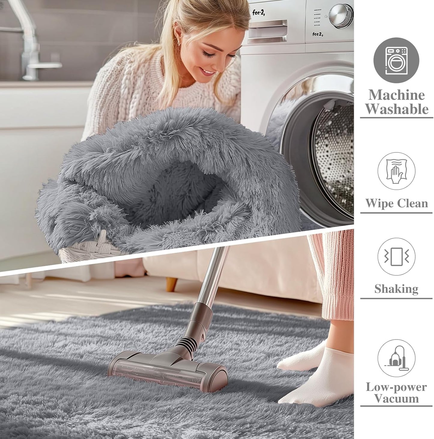 OLANLY Runner Rugs - Soft, Fluffy, Machine Washable for Hallways & Bedrooms | Light Grey 2x4 ft