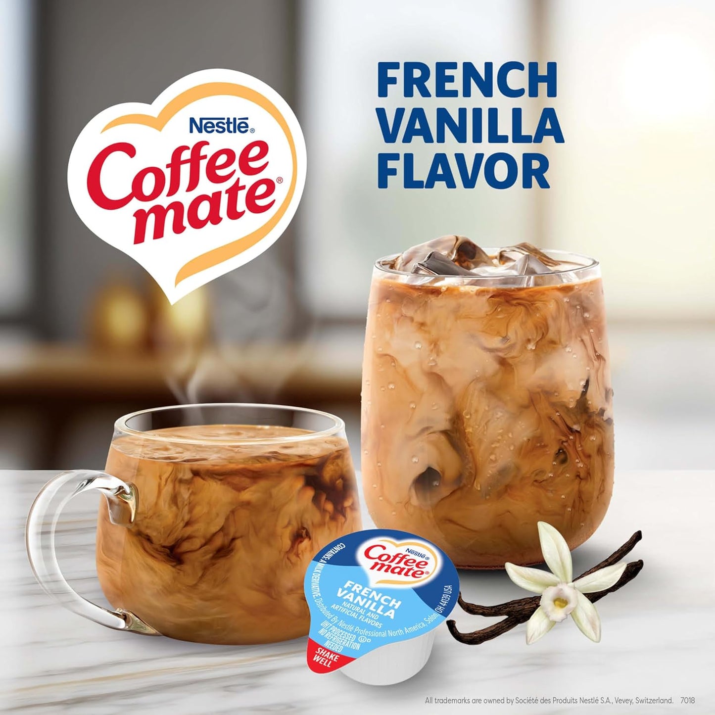 Nestle Coffee Mate French Vanilla Coffee Creamer - Non-Dairy Liquid Singles, 0.375 Fl Oz Tub (Pack of 180)