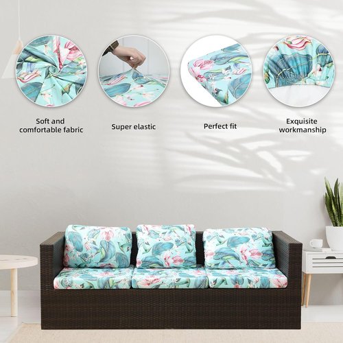 BIETYONE Outdoor Couch Cushion Covers - 8Pcs Washable & Reusable Protector | Hummingbird Design