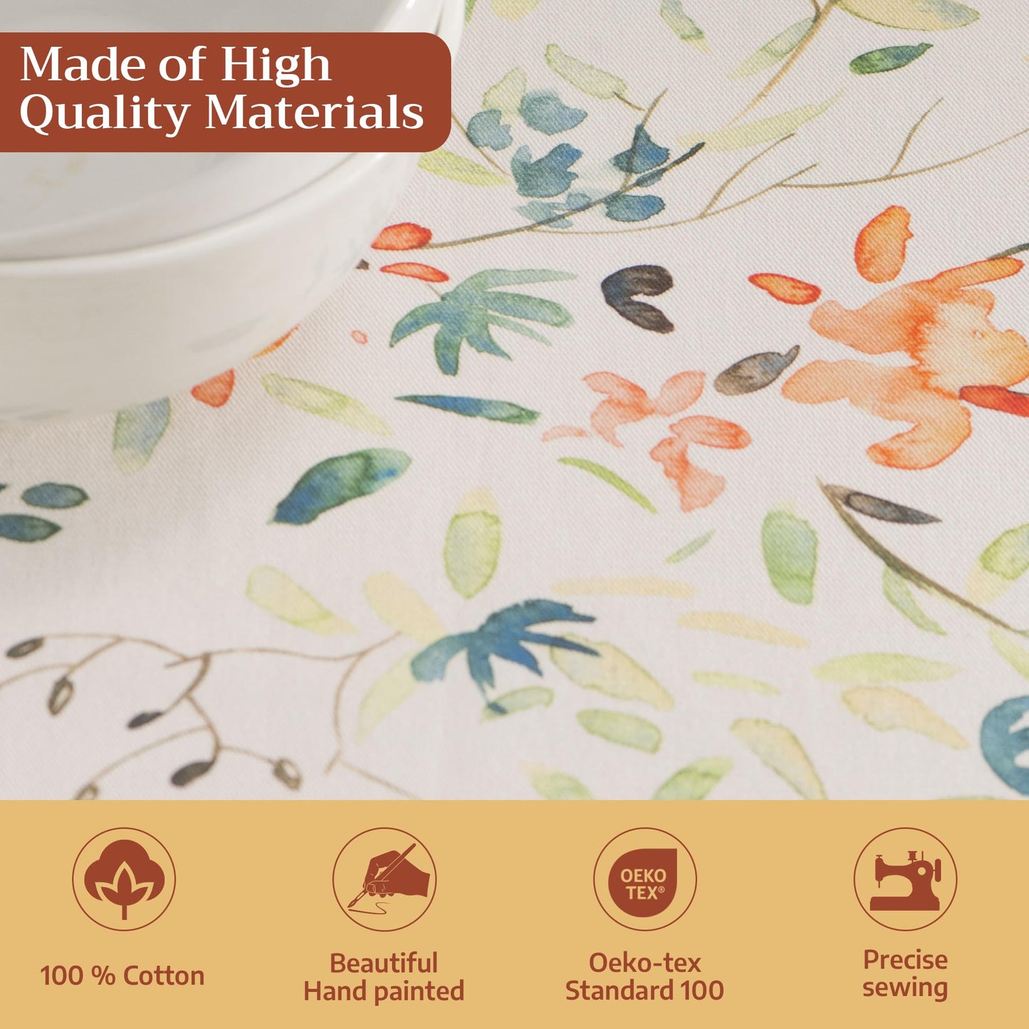 Maison d' Hermine Table Cloth Rectangle Table 100% Cotton 70 x 90 Inches Tablecloth Reusable Decorative for Dining Kitchen Room Farmhouse Home Gifts for Mothers Day Spring Summer - Colmar